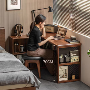 Nolan 120cm/140cm FAS-Graded Solid American Oak Wood Single Corner Storage Office Desk/Computer Table With Bookcase/Storage