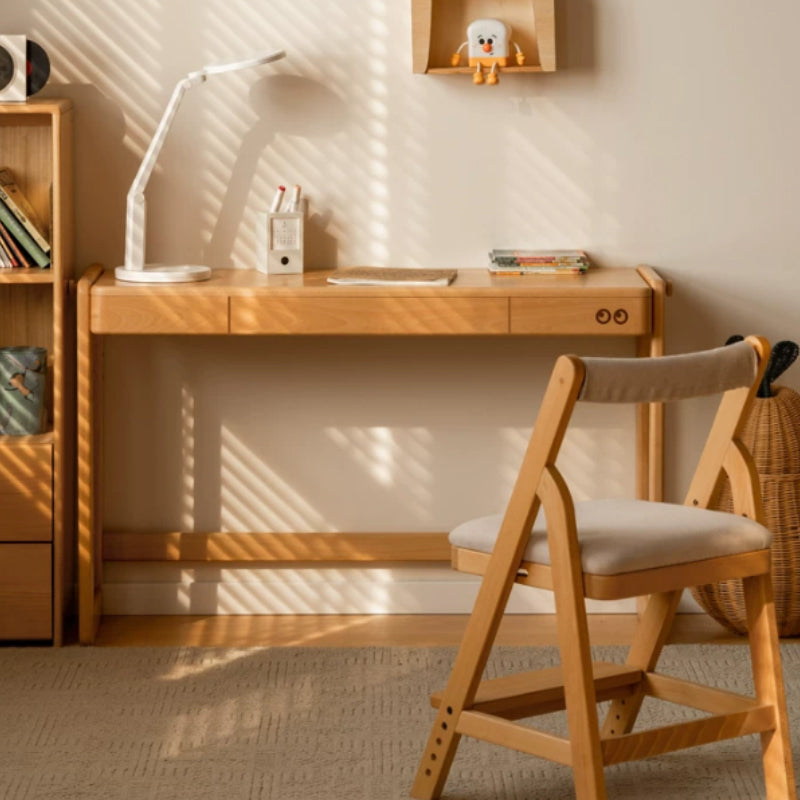 Penelope 80cm/100cm/120cm Solid Beech Wood Height Adjustable Single Study/Office Desk/Table With Drawer For Study Room