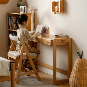 Penelope 80cm/100cm/120cm Solid Beech Wood Height Adjustable Single Study/Office Desk/Table With Drawer For Study Room