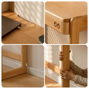 Penelope 80cm/100cm/120cm Solid Beech Wood Height Adjustable Single Study/Office Desk/Table With Drawer For Study Room