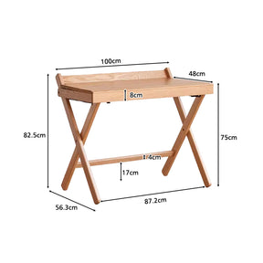 Percival 100cm FAS-Graded Solid American Oak Wood Folding Study Desk/Computer Table