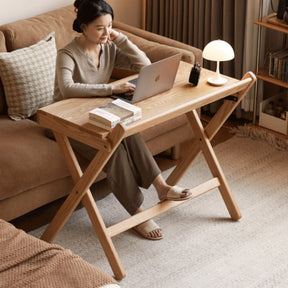 Percival 100cm FAS-Graded Solid American Oak Wood Folding Study Desk/Computer Table