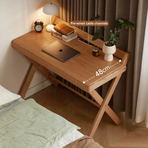 Percival 100cm FAS-Graded Solid American Oak Wood Folding Study Desk/Computer Table