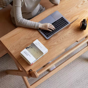 Percival 100cm FAS-Graded Solid American Oak Wood Folding Study Desk/Computer Table