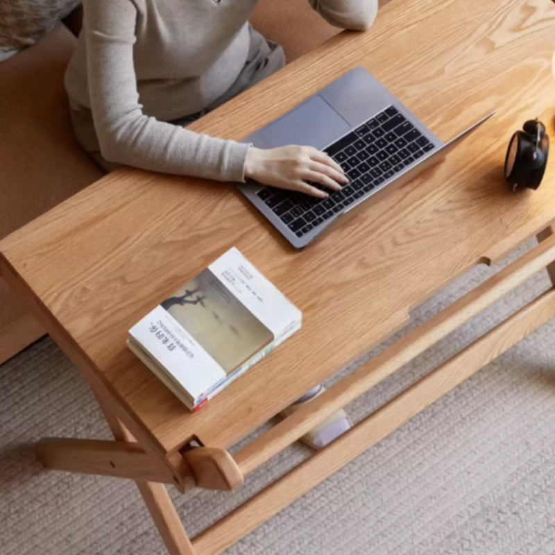 Percival 100cm FAS-Graded Solid American Oak Wood Folding Study Desk/Computer Table