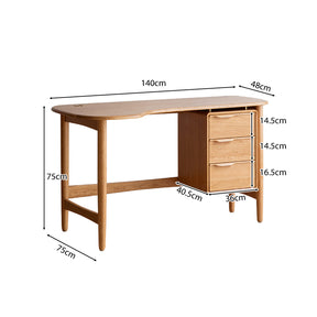 Raven 140cm FAS-Graded Solid Cherry Wood Single Storage Office Desk/Computer Table With Drawer For Study Room Natural Wood Color