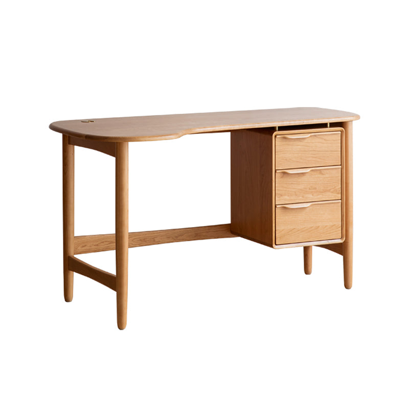 Raven 140cm FAS-Graded Solid Cherry Wood Single Storage Office Desk/Computer Table With Drawer For Study Room Natural Wood Color