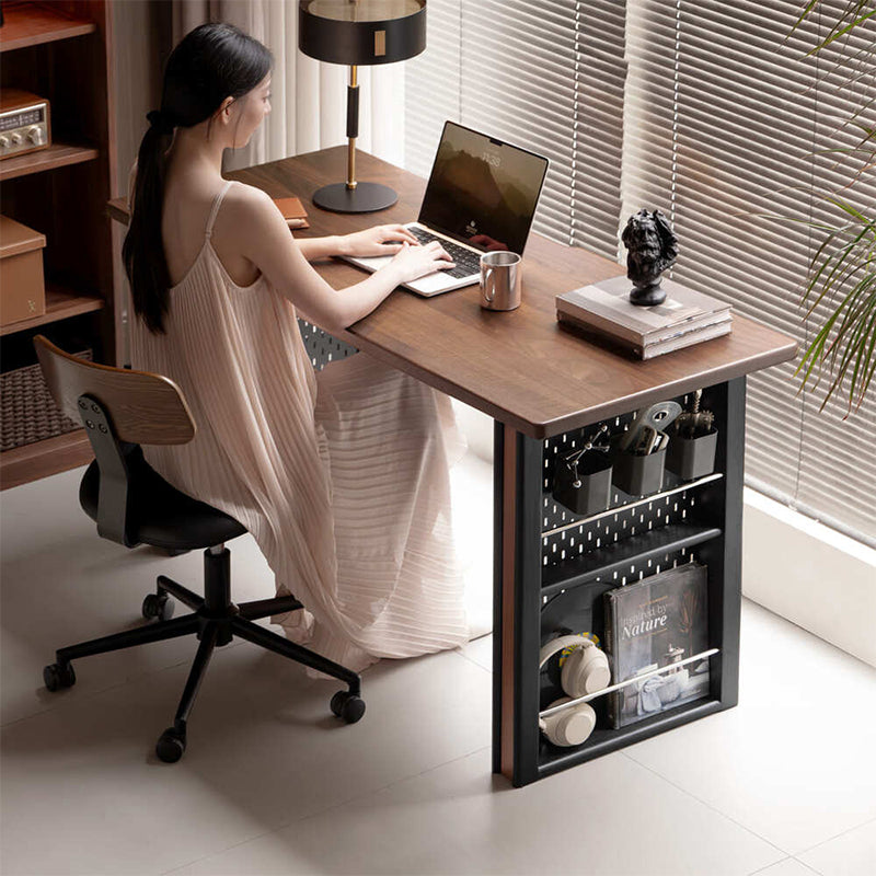 Quincy 1.2m/1.4m FAS-Graded Solid Black Walnut Wood Single Storage Office Desk/Computer Table For Study Room