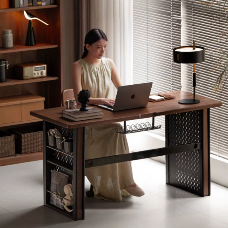 Quincy 1.2m/1.4m FAS-Graded Solid Black Walnut Wood Single Storage Office Desk/Computer Table For Study Room