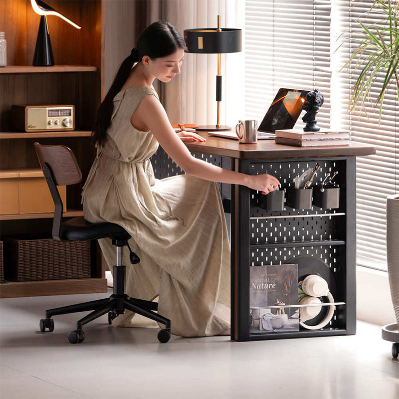 Quincy 1.2m/1.4m FAS-Graded Solid Black Walnut Wood Single Storage Office Desk/Computer Table For Study Room