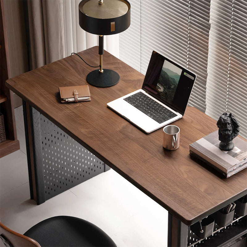 Quincy 1.2m/1.4m FAS-Graded Solid Black Walnut Wood Single Storage Office Desk/Computer Table For Study Room