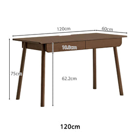 Yvette 80cm/120cm Rubberwood Single Study/Office Desk/Table With Drawer For Home Walnut Color