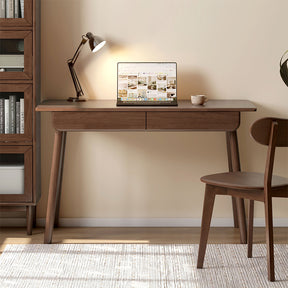 Yvette 80cm/120cm Rubberwood Single Study/Office Desk/Table With Drawer For Home Walnut Color