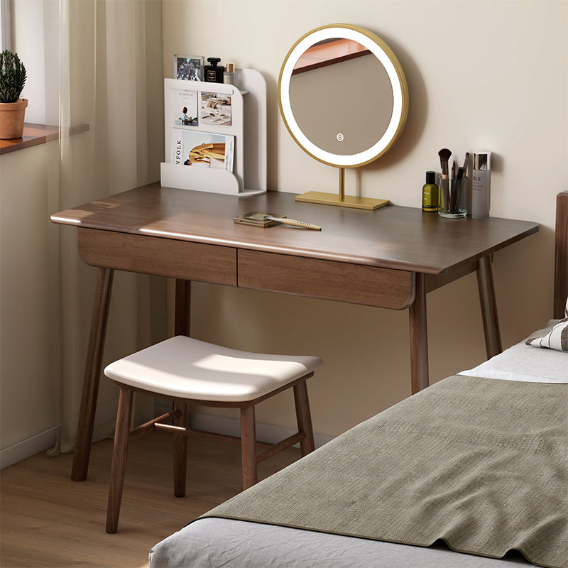 Yvette 80cm/120cm Rubberwood Single Study/Office Desk/Table With Drawer For Home Walnut Color