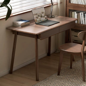 Yvette 80cm/120cm Rubberwood Single Study/Office Desk/Table With Drawer For Home Walnut Color