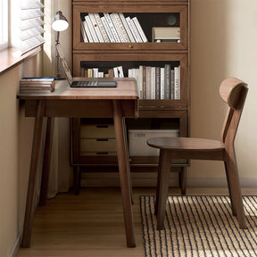 Yvette 80cm/120cm Rubberwood Single Study/Office Desk/Table With Drawer For Home Walnut Color