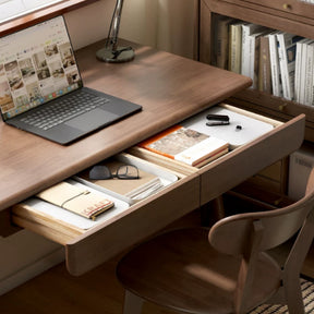 Yvette 80cm/120cm Rubberwood Single Study/Office Desk/Table With Drawer For Home Walnut Color