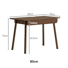 Yvette 80cm/120cm Rubberwood Single Study/Office Desk/Table With Drawer For Home Walnut Color