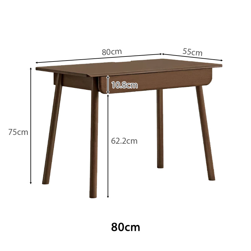 Yvette 80cm/120cm Rubberwood Single Study/Office Desk/Table With Drawer For Home Walnut Color