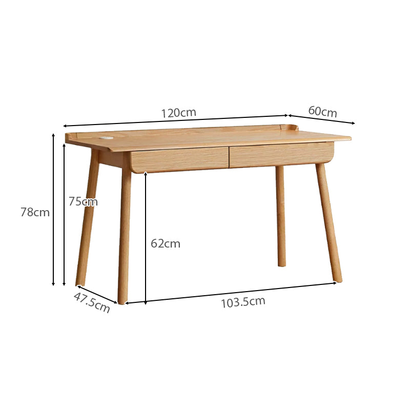 Abrielle 120cm FAS-Graded Solid American Oak Wood Desk/Table With Drawer Natural Wood Color