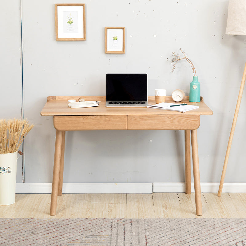 Abrielle 120cm FAS-Graded Solid American Oak Wood Desk/Table With Drawer Natural Wood Color