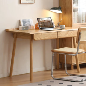 Abrielle 120cm FAS-Graded Solid American Oak Wood Desk/Table With Drawer Natural Wood Color