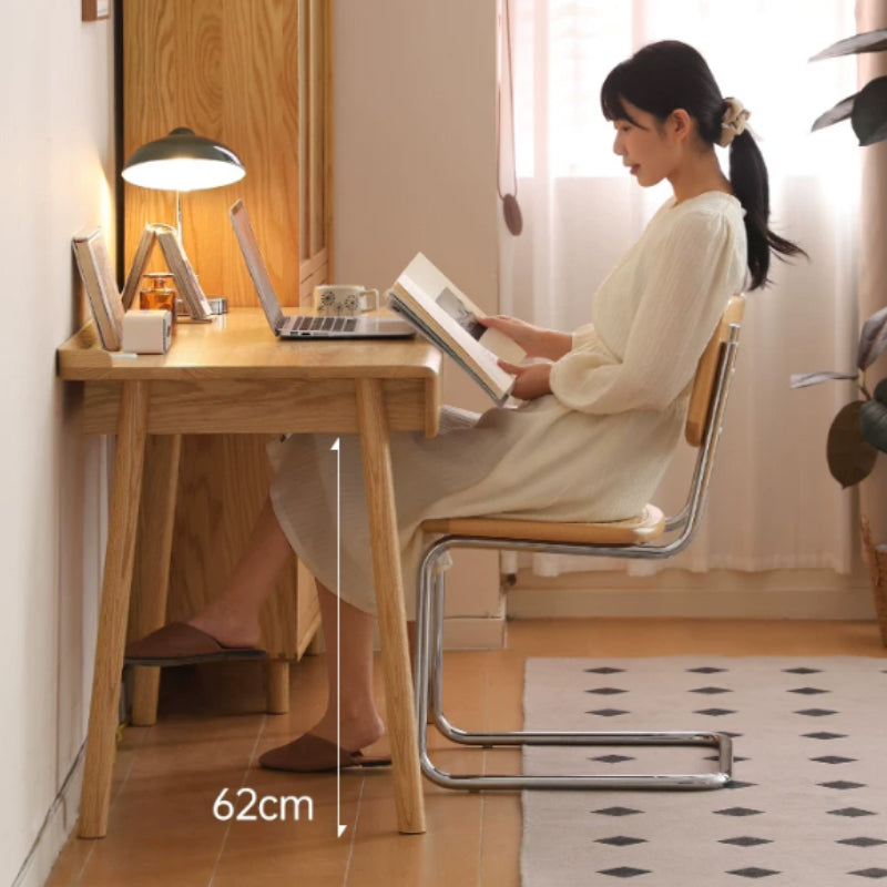 Abrielle 120cm FAS-Graded Solid American Oak Wood Desk/Table With Drawer Natural Wood Color