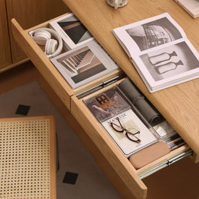 Abrielle 120cm FAS-Graded Solid American Oak Wood Desk/Table With Drawer Natural Wood Color