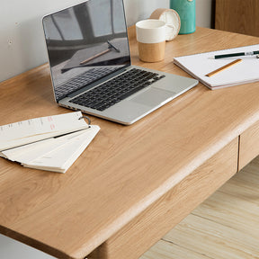 Abrielle 120cm FAS-Graded Solid American Oak Wood Desk/Table With Drawer Natural Wood Color