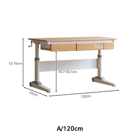 Yael 120cm/140cm Solid Beech Wood Single Office Desk/Computer Table With Cabinet/Bookcase/Drawer White & Natural Wood Color