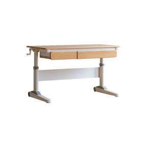 Yael 120cm/140cm Solid Beech Wood Single Office Desk/Computer Table With Cabinet/Bookcase/Drawer White & Natural Wood Color