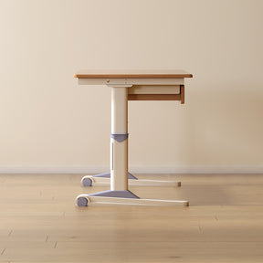 Yael 120cm/140cm Solid Beech Wood Single Office Desk/Computer Table With Cabinet/Bookcase/Drawer White & Natural Wood Color