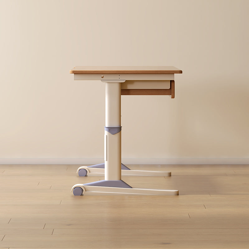 Yael 120cm/140cm Solid Beech Wood Single Office Desk/Computer Table With Cabinet/Bookcase/Drawer White & Natural Wood Color