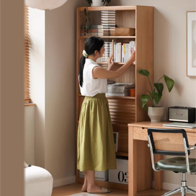 Kyson 85cm FAS-Graded Solid American Oak Wood Floor-standing Bookcase Display Shelf & Storage