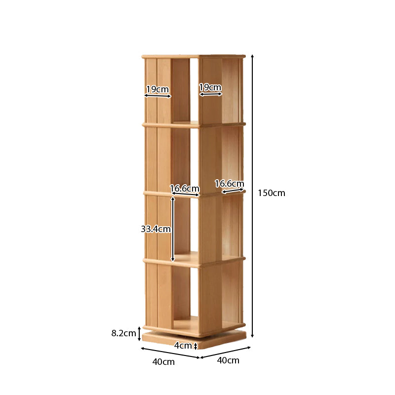 Laurel 40cm Solid Beech Wood 360-degree Rotating Floor Bookcase Bookshelf/Storage Rack