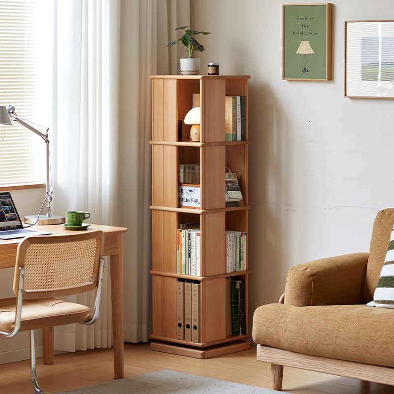 Laurel 40cm Solid Beech Wood 360-degree Rotating Floor Bookcase Bookshelf/Storage Rack