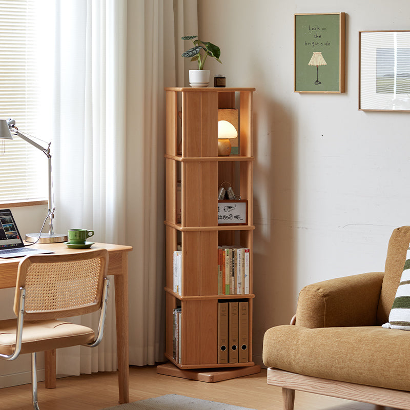 Laurel 40cm Solid Beech Wood 360-degree Rotating Floor Bookcase Bookshelf/Storage Rack
