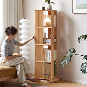 Laurel 40cm Solid Beech Wood 360-degree Rotating Floor Bookcase Bookshelf/Storage Rack