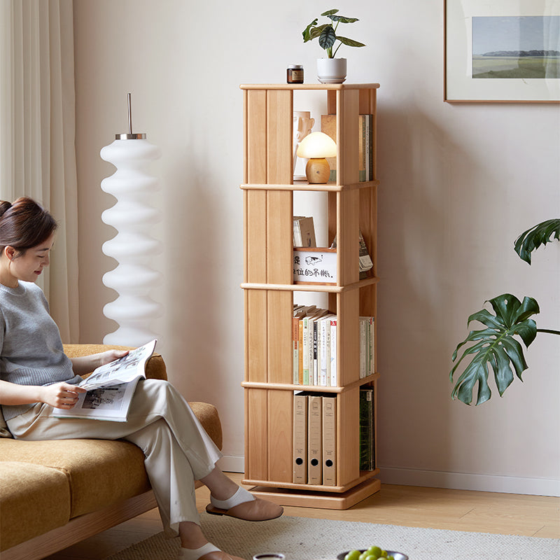 Laurel 40cm Solid Beech Wood 360-degree Rotating Floor Bookcase Bookshelf/Storage Rack