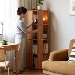 Laurel 40cm Solid Beech Wood 360-degree Rotating Floor Bookcase Bookshelf/Storage Rack