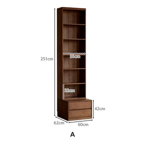 Martina FAS-Graded Solid Black Walnut Wood Floor-standing Bookcase Modular Display Shelf & Storage With Seat/Drawer Multiple Model