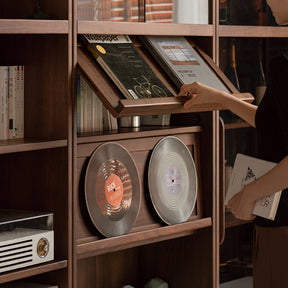 Martina FAS-Graded Solid Black Walnut Wood Floor-standing Bookcase Modular Display Shelf & Storage With Seat/Drawer Multiple Model