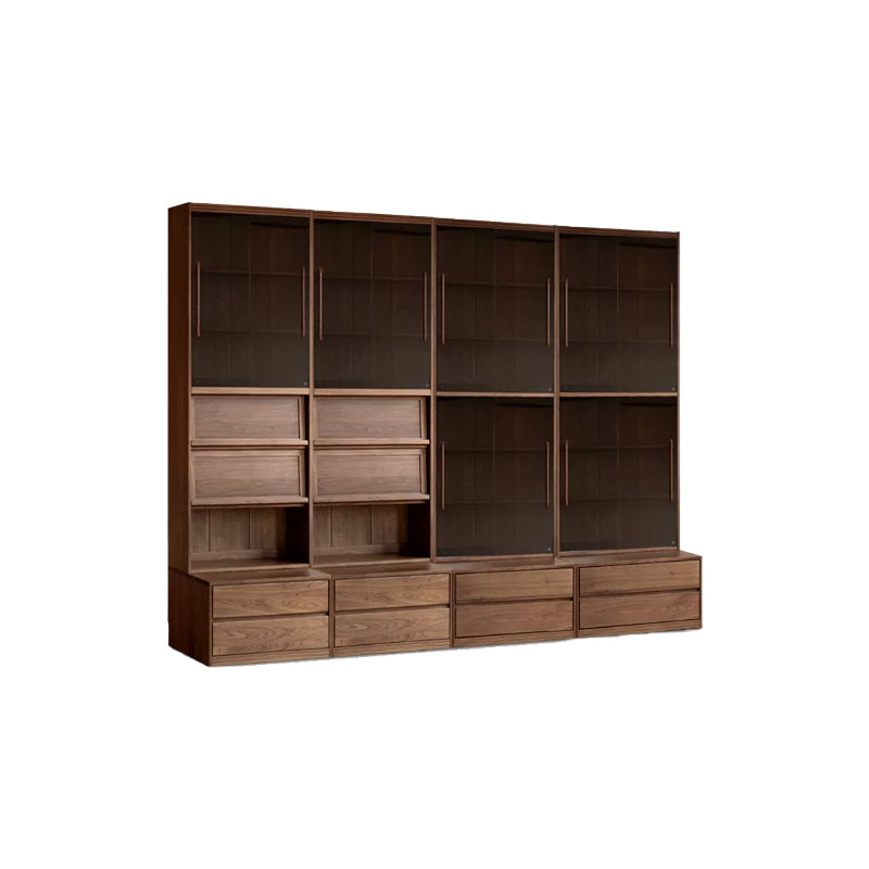 Martina FAS-Graded Solid Black Walnut Wood Floor-standing Bookcase Modular Display Shelf & Storage With Seat/Drawer Multiple Model