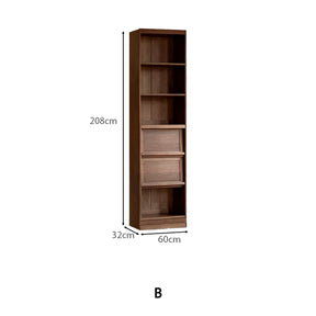 Martina FAS-Graded Solid Black Walnut Wood Floor-standing Bookcase Modular Display Shelf & Storage With Seat/Drawer Multiple Model