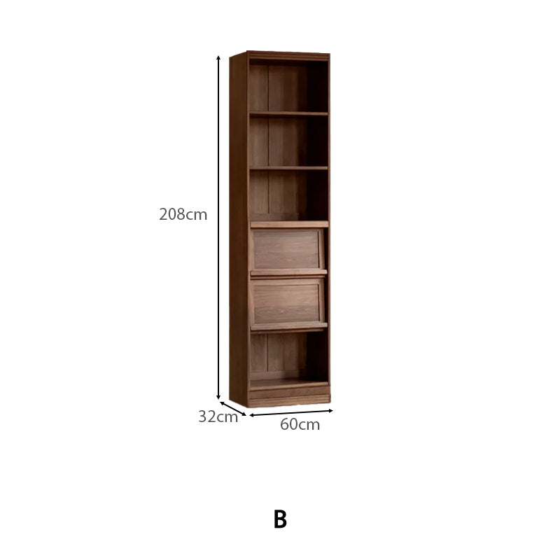 Martina FAS-Graded Solid Black Walnut Wood Floor-standing Bookcase Modular Display Shelf & Storage With Seat/Drawer Multiple Model