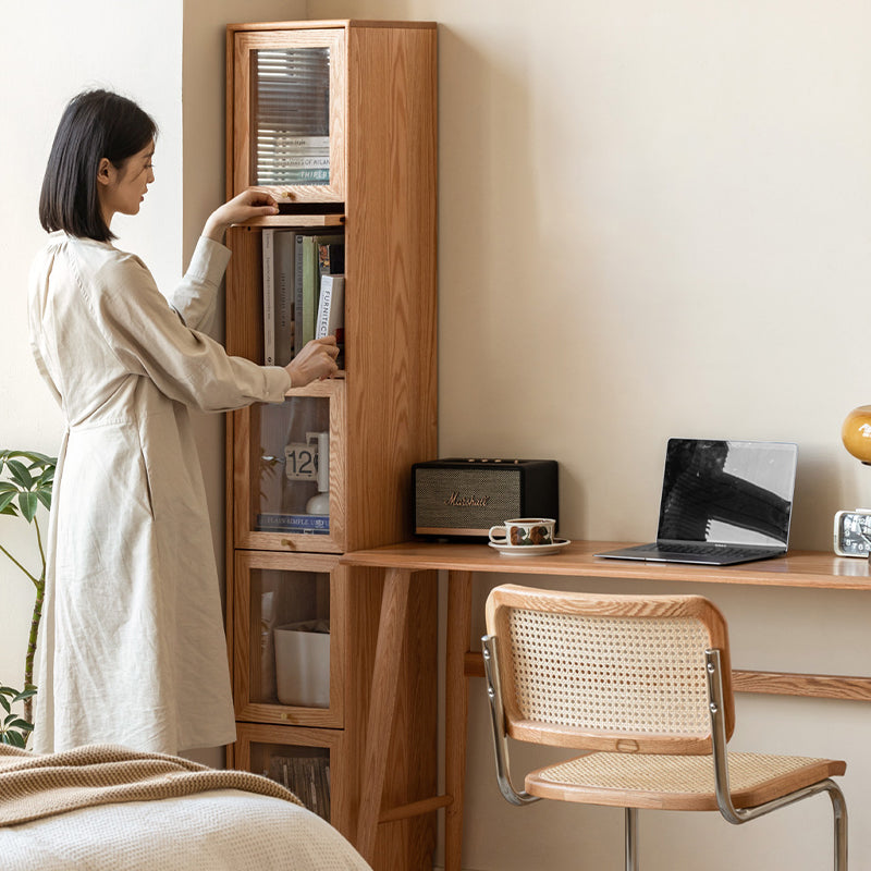 Orlando 110cm/145cm/180cm Height FAS-Graded Solid American Oak Wood Flip-door Bookcase Bookshelf/Storage Rack