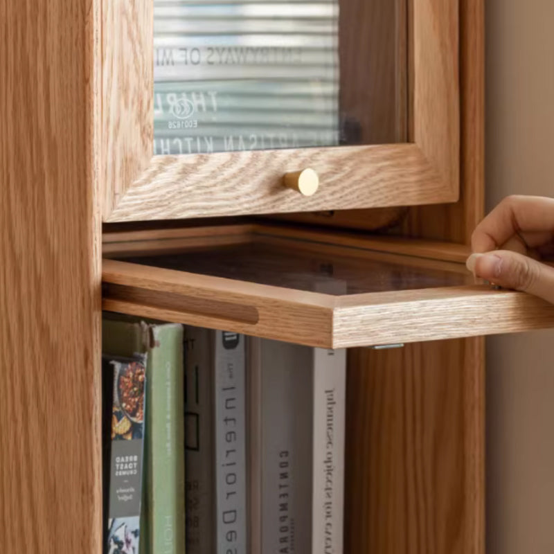 Orlando 110cm/145cm/180cm Height FAS-Graded Solid American Oak Wood Flip-door Bookcase Bookshelf/Storage Rack