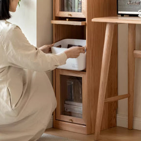 Orlando 110cm/145cm/180cm Height FAS-Graded Solid American Oak Wood Flip-door Bookcase Bookshelf/Storage Rack
