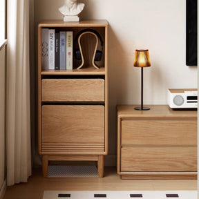 Oona 45cm/65cm FAS-Graded Solid American Oak Wood Bookcase Display Shelf/Storage Cabinet With Lighting