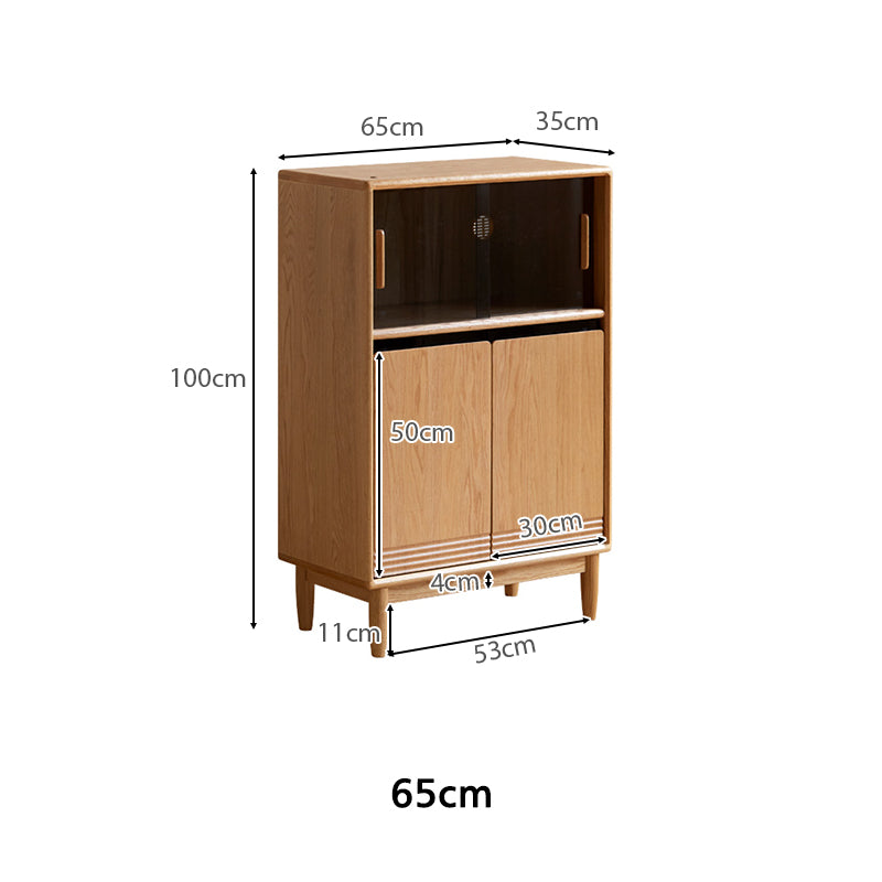 Oona 45cm/65cm FAS-Graded Solid American Oak Wood Bookcase Display Shelf/Storage Cabinet With Lighting